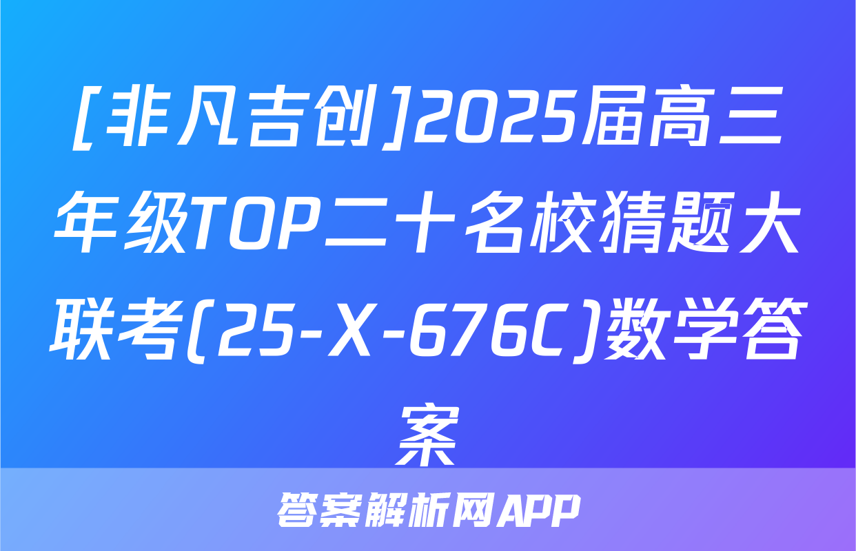 [非凡吉创]2025届高三年级TOP二十名校猜题大联考(25-X-676C)数学答案