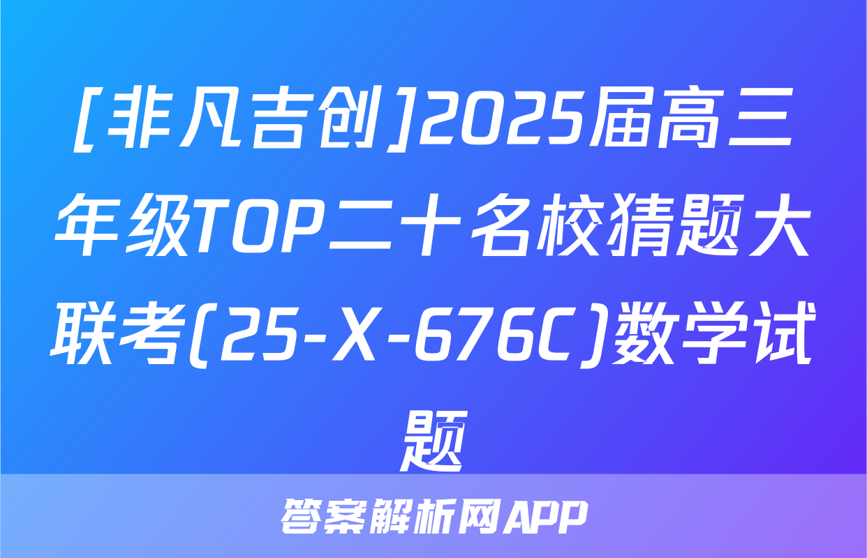 [非凡吉创]2025届高三年级TOP二十名校猜题大联考(25-X-676C)数学试题