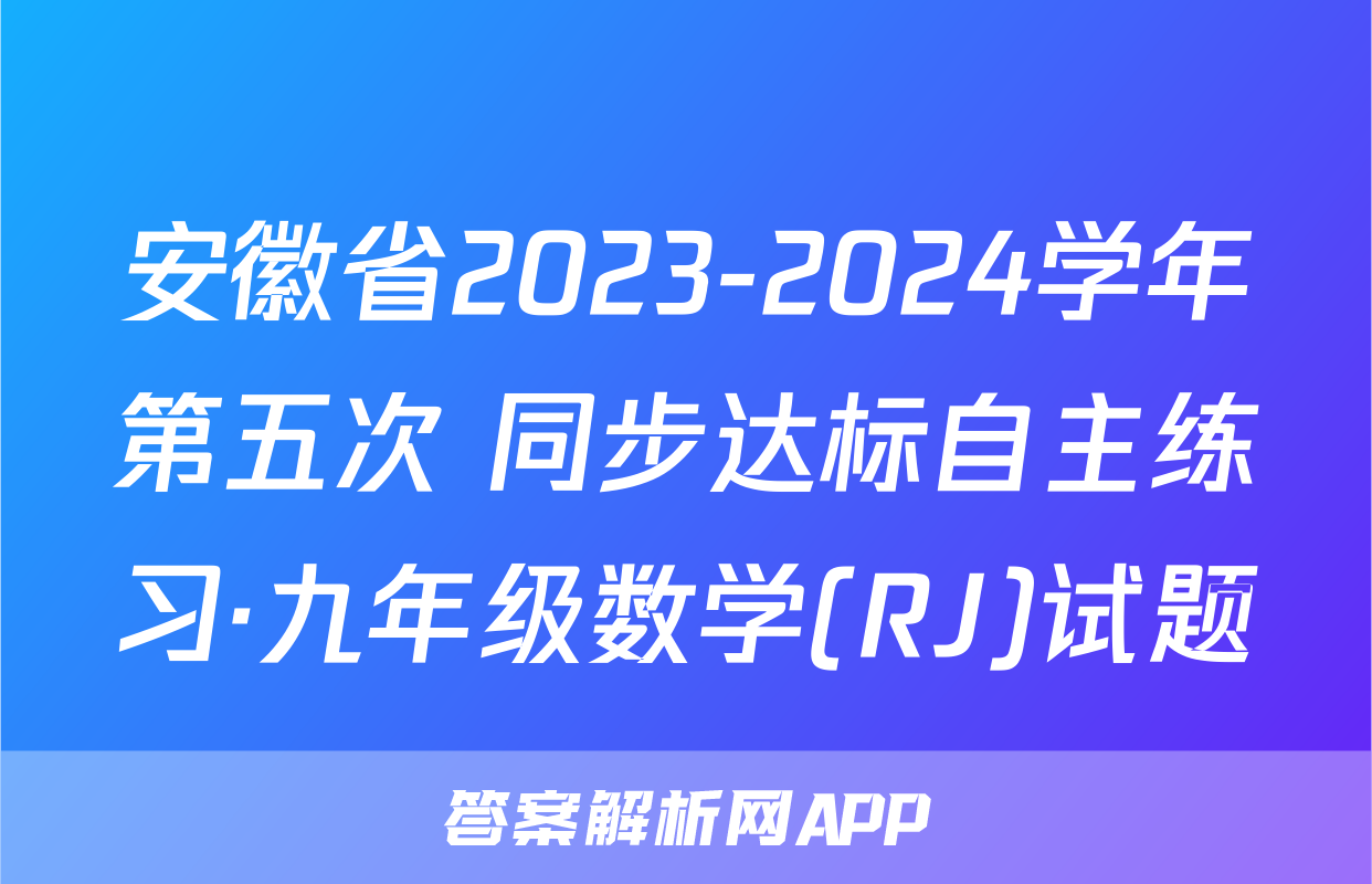 安徽省2023-2024学年第五次 同步达标自主练习·九年级数学(RJ)试题