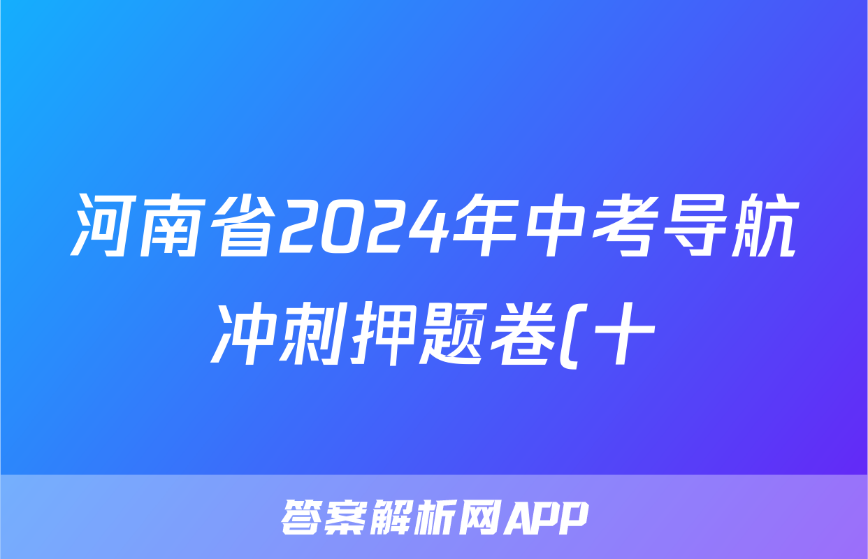 河南省2024年中考导航冲刺押题卷(十)10答案(英语)
