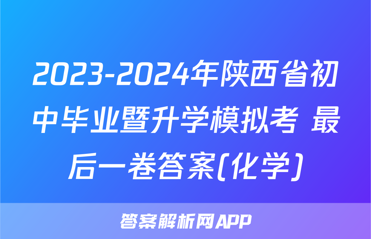 2023-2024年陕西省初中毕业暨升学模拟考 最后一卷答案(化学)