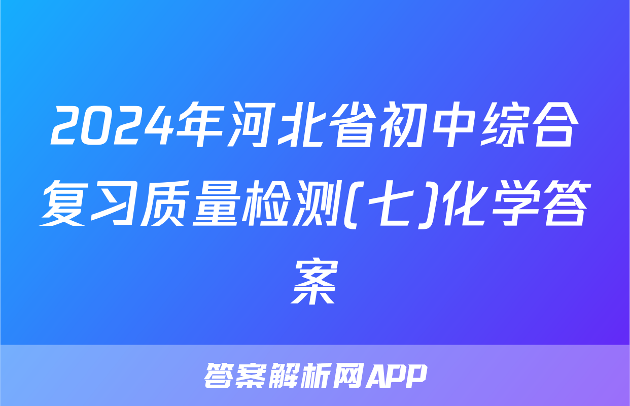 2024年河北省初中综合复习质量检测(七)化学答案