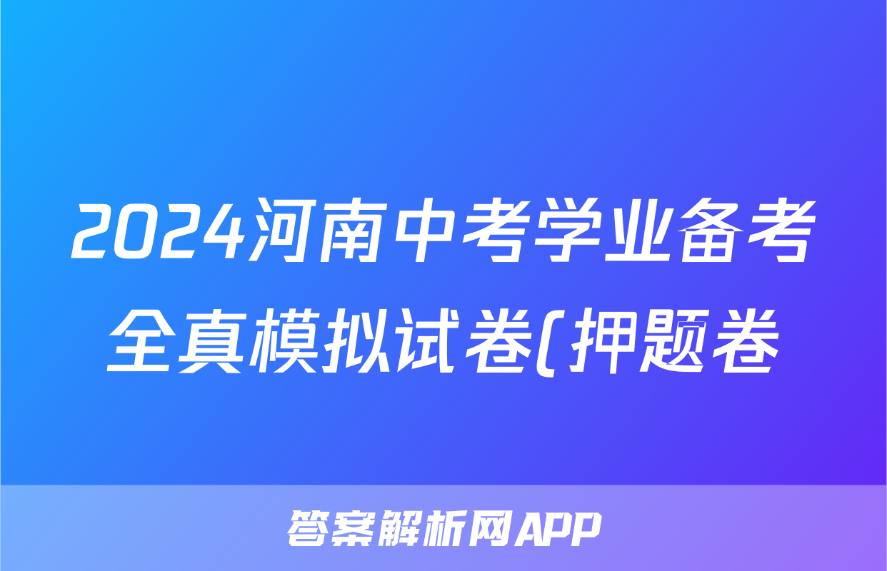 2024河南中考学业备考全真模拟试卷(押题卷)答案(化学)