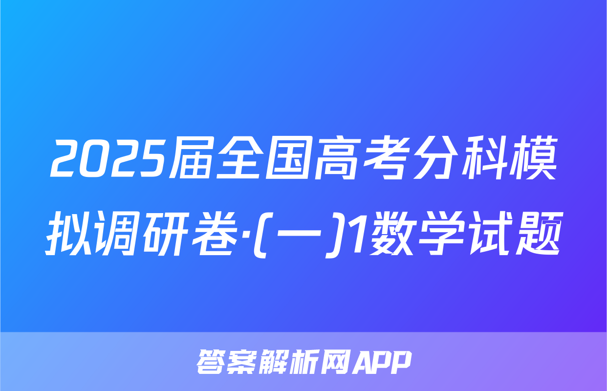 2025届全国高考分科模拟调研卷·(一)1数学试题