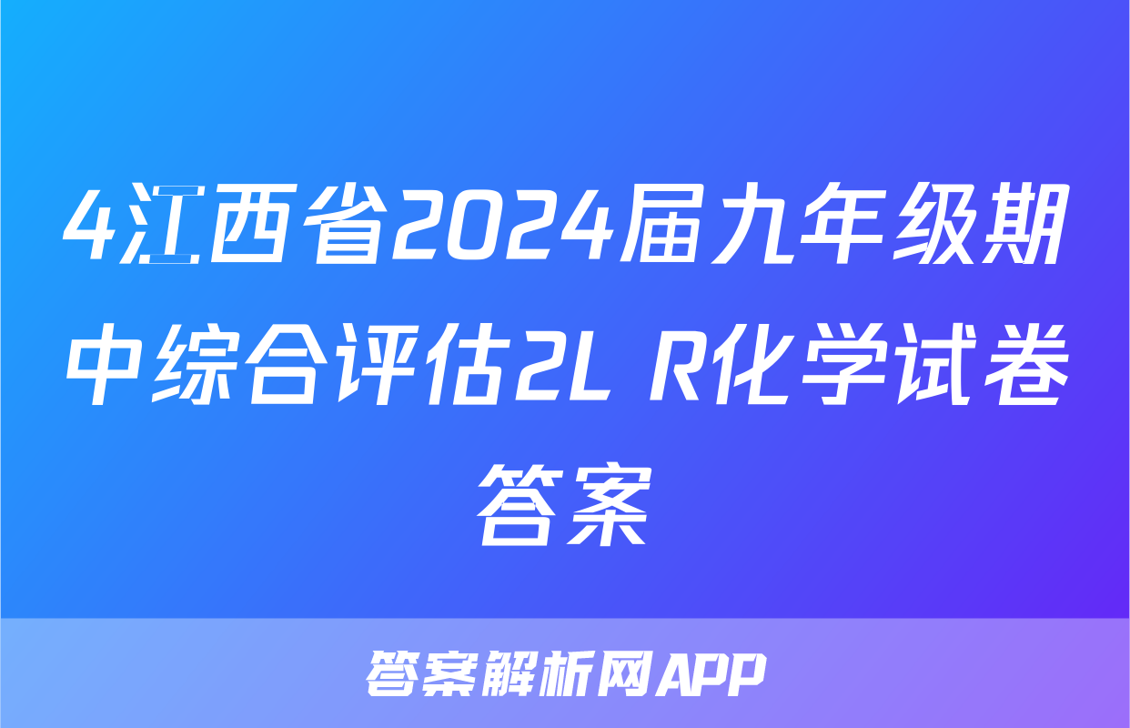 4江西省2024届九年级期中综合评估2L R化学试卷答案