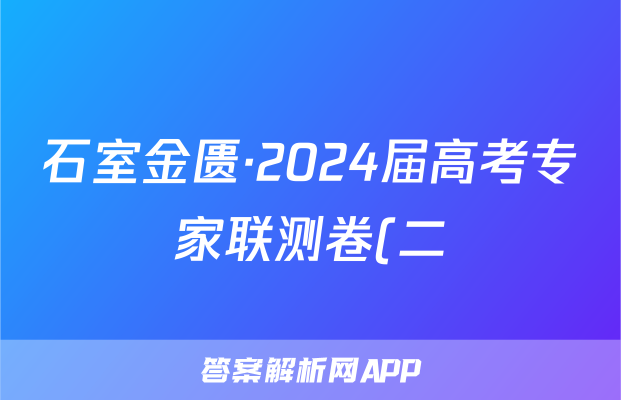 石室金匮·2024届高考专家联测卷(二)(政治)试卷答案